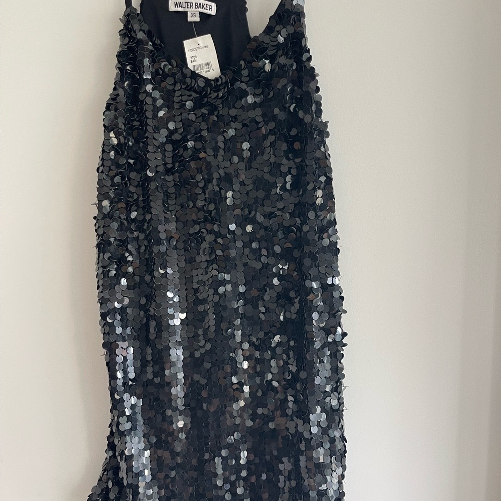 Black pailette mini shift dress size XS by Walter Baker